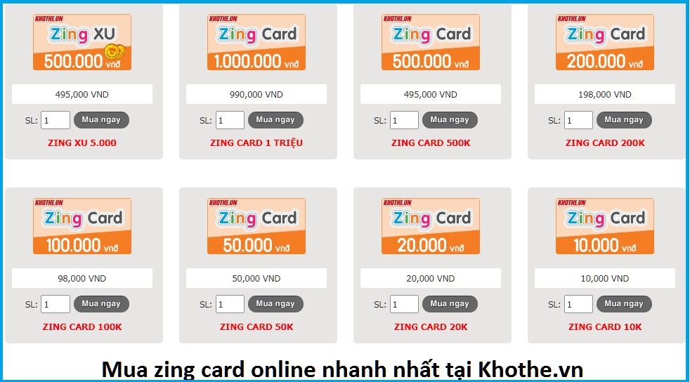 Mua zing card online nhanh nhất tại khothe.vn